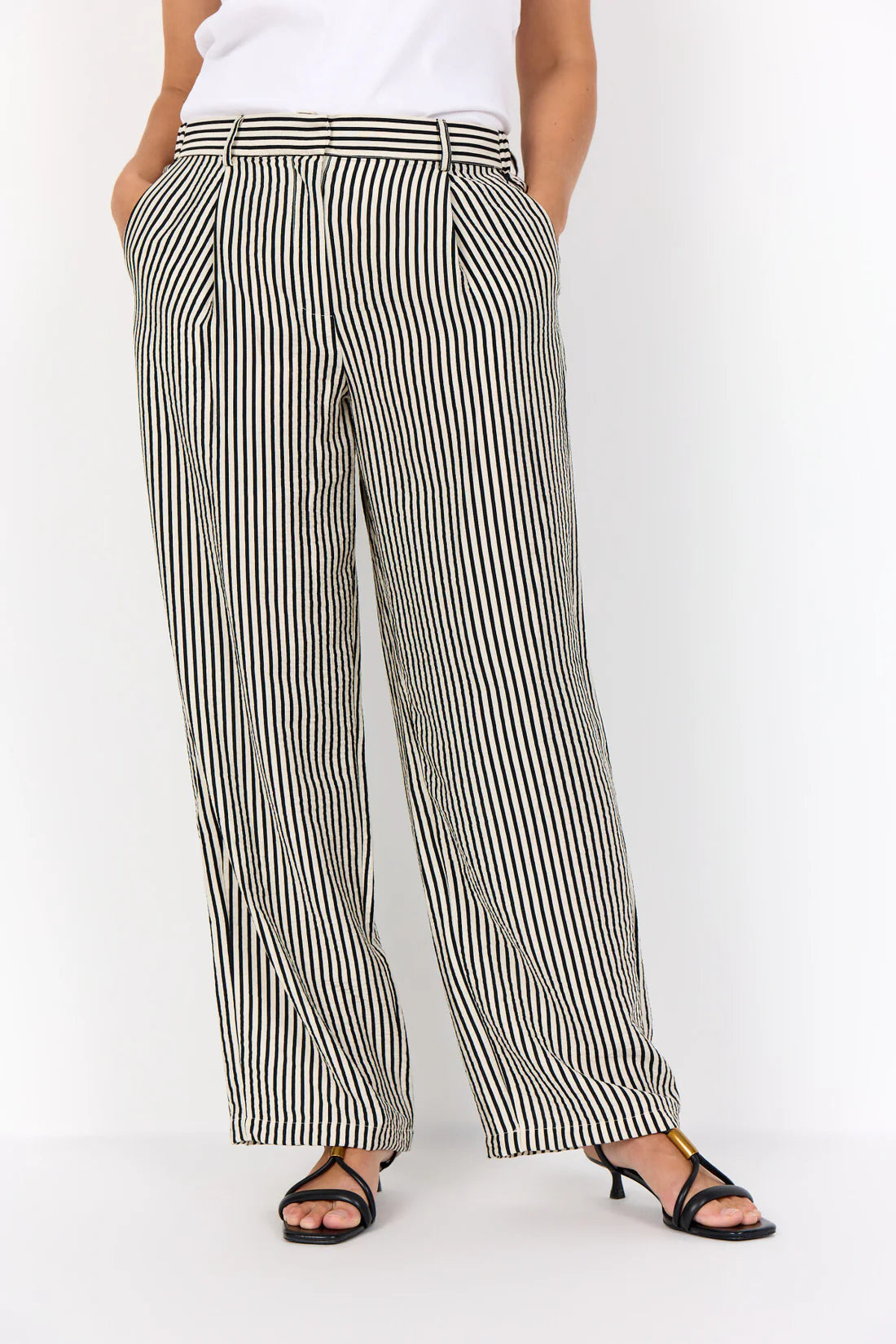 Straight Leg Striped Trousers