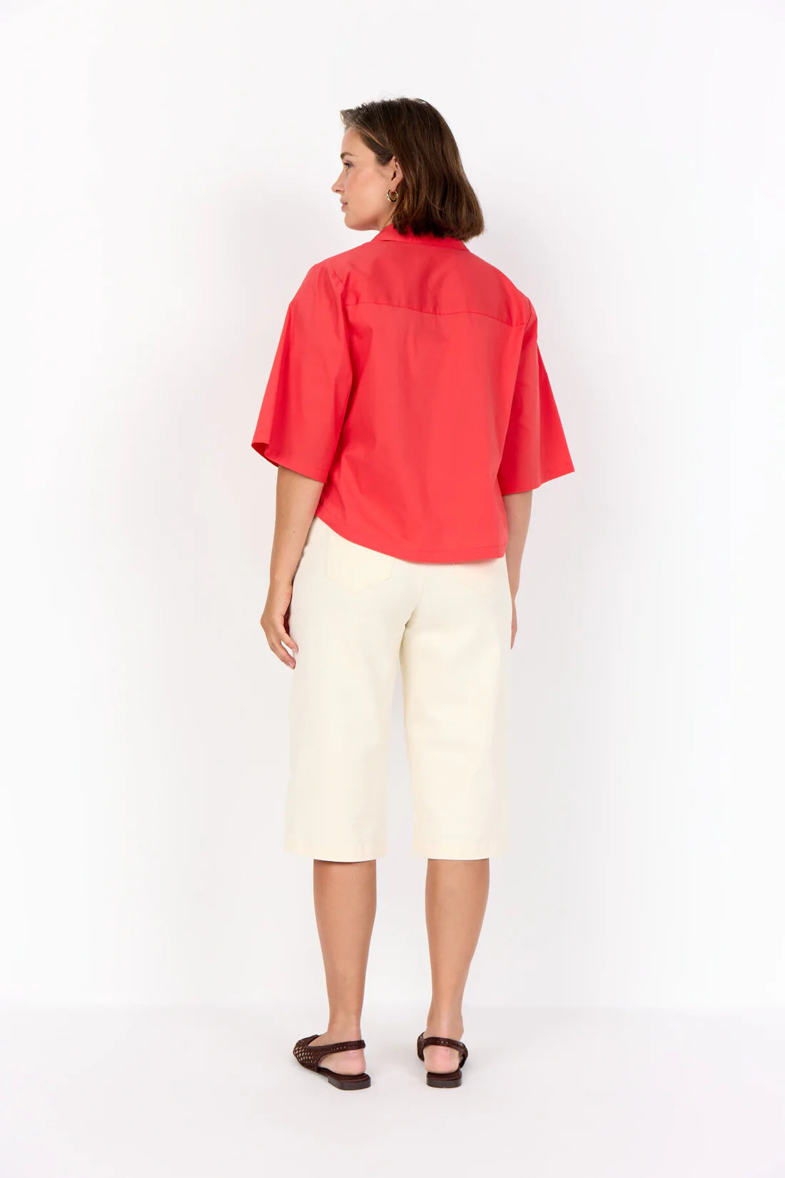 Boxy Red Shirt with Collar