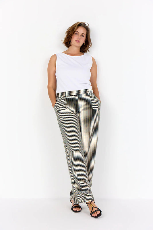 Straight Leg Striped Trousers
