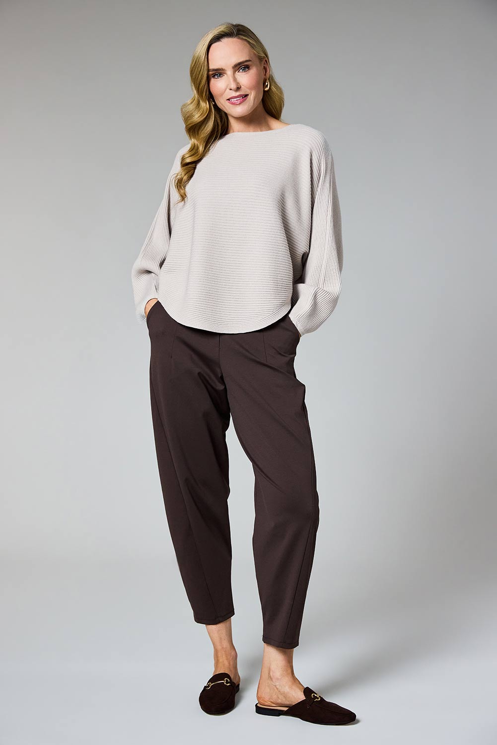 Barrel Leg Pull-On Trousers