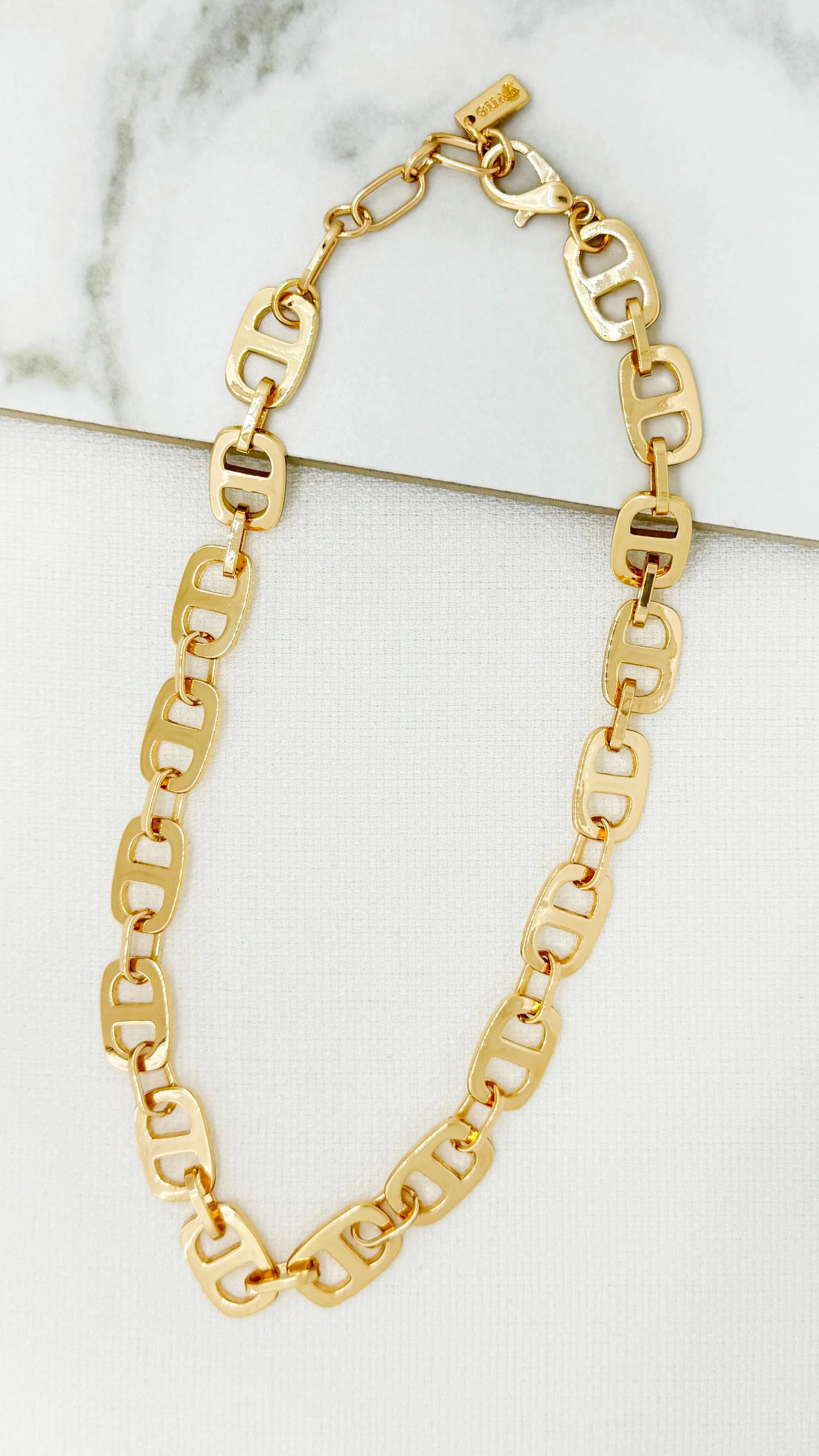 Short gold link necklace