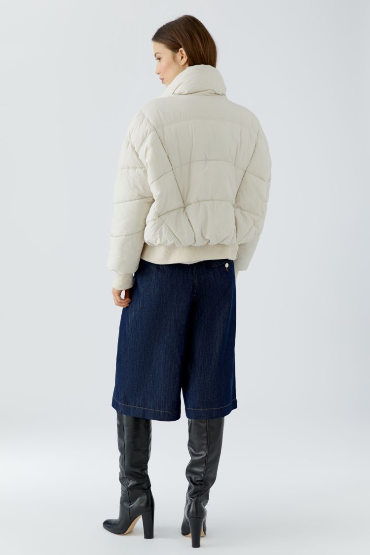 Cream Borg Panel Puffer Jacket