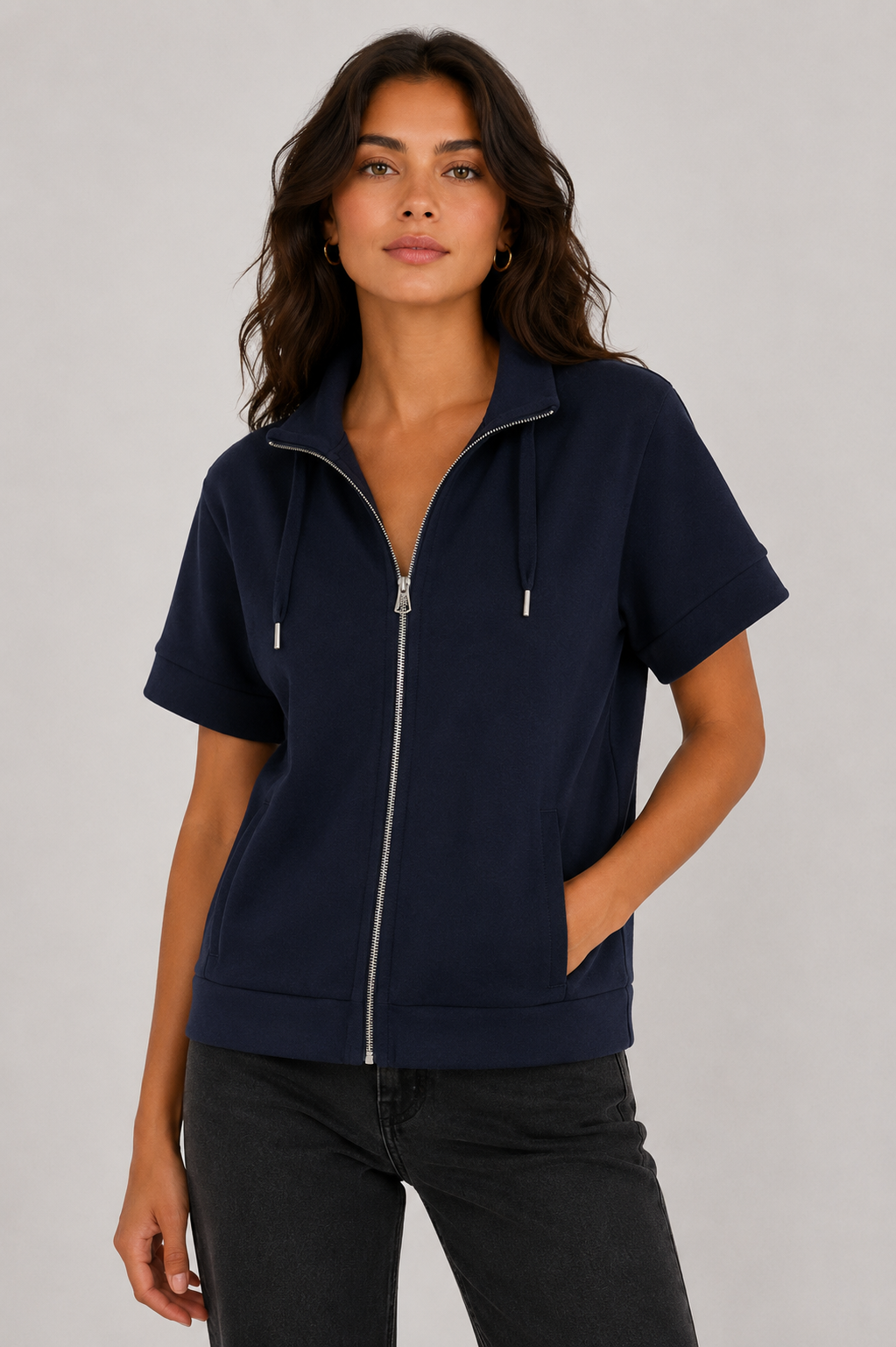 Zip Front Short Sleeve Jacket