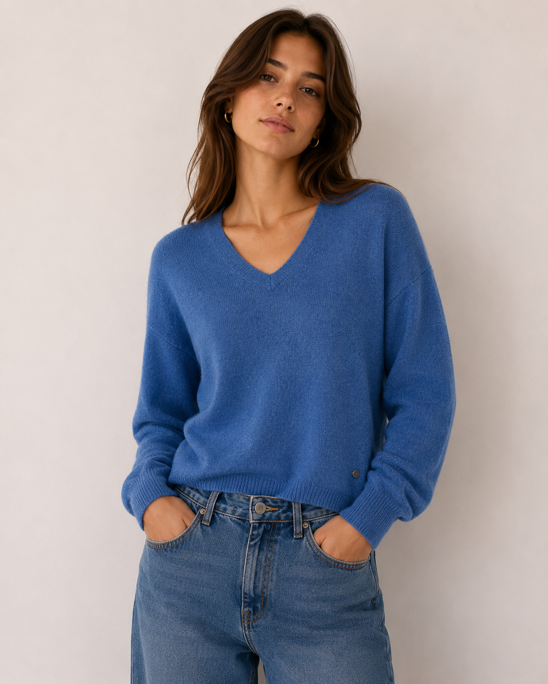 Relaxed V-Neck Knit Jumper